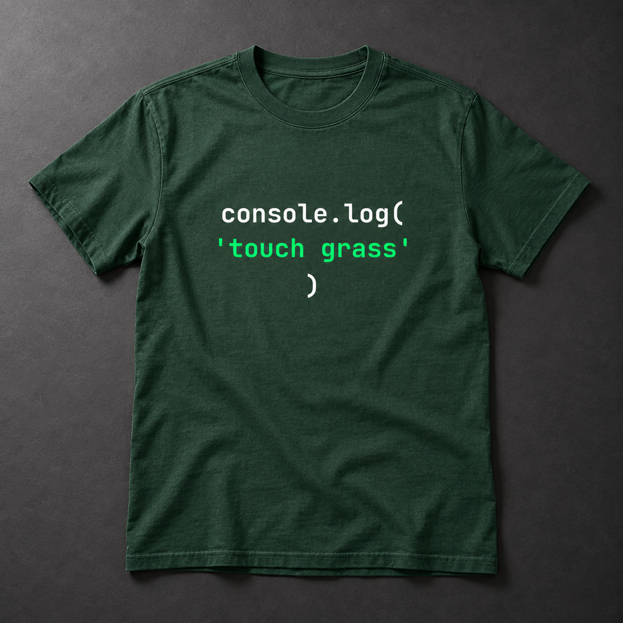 Touch grass artwork on the green Unsnail T-shirt