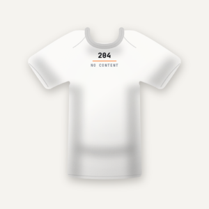 204 No Content tee in white with a minimal neck-label print, flat lay