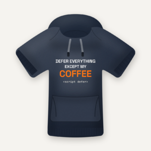 Defer Everything Except My Coffee hoodie in navy, flat lay
