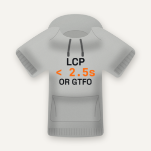 LCP under 2.5 seconds or GTFO hoodie in heather grey, flat lay