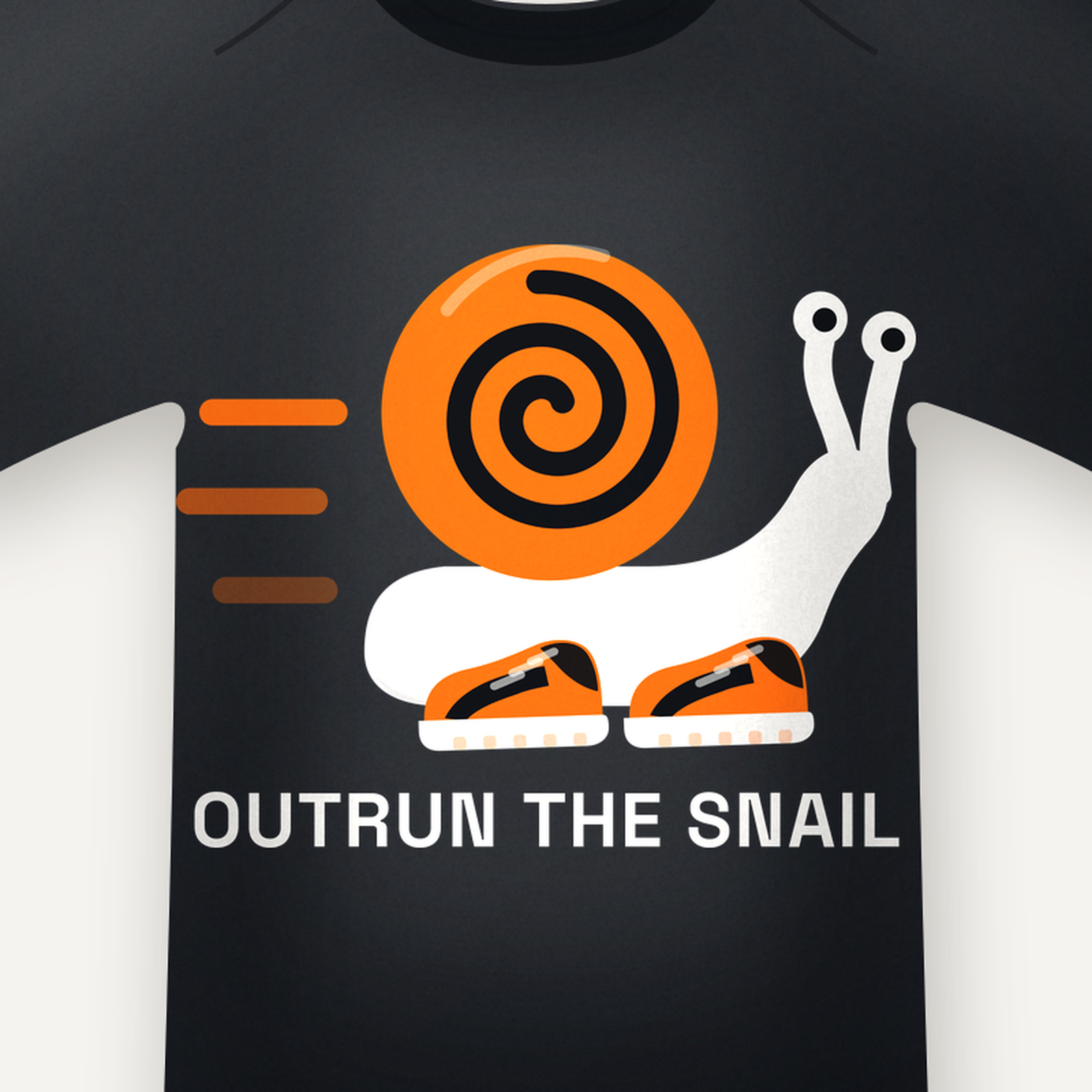 Close-up of the Outrun the Snail screen print