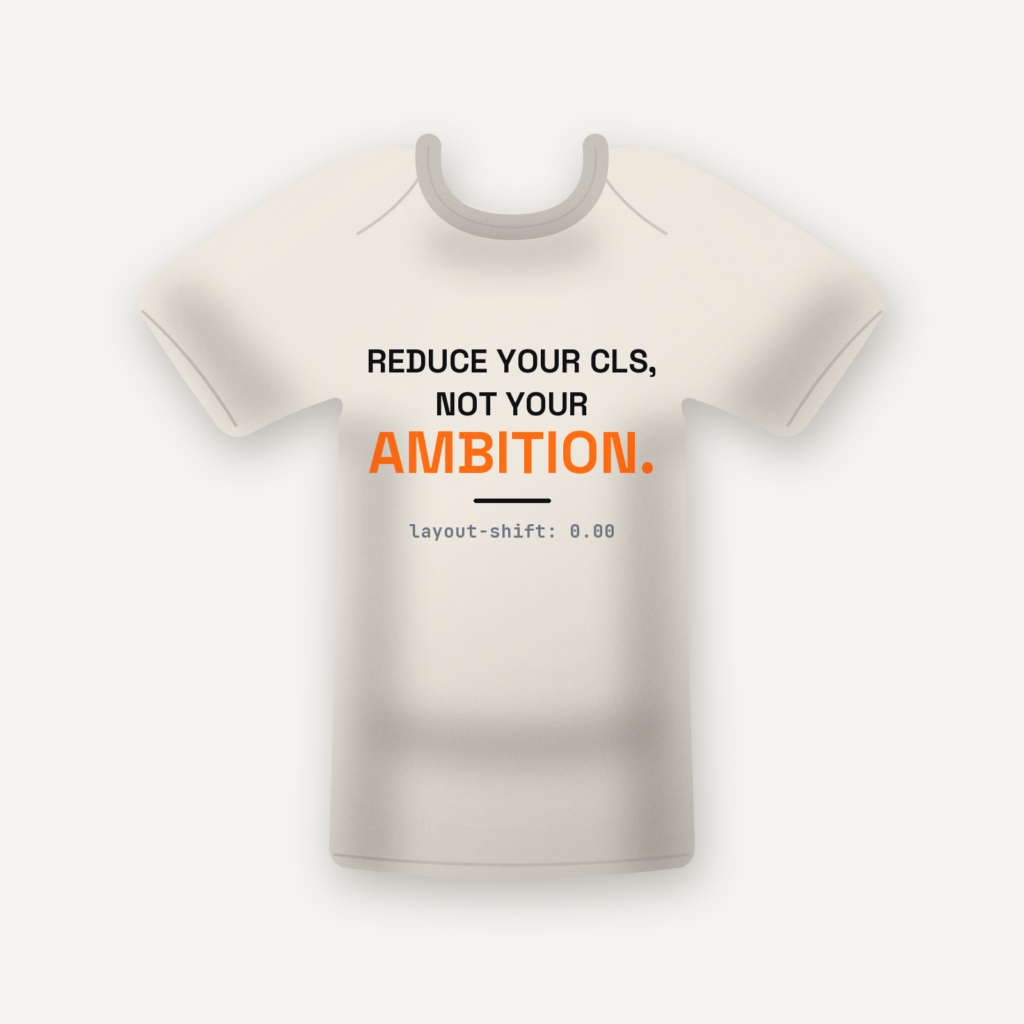 Reduce Your CLS, Not Your Ambition tee in bone, flat lay