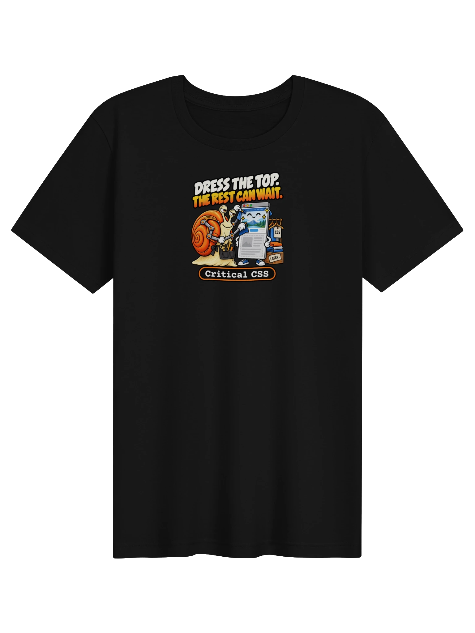 UNSNAIL // Critical CSS T-Shirt — garment and print