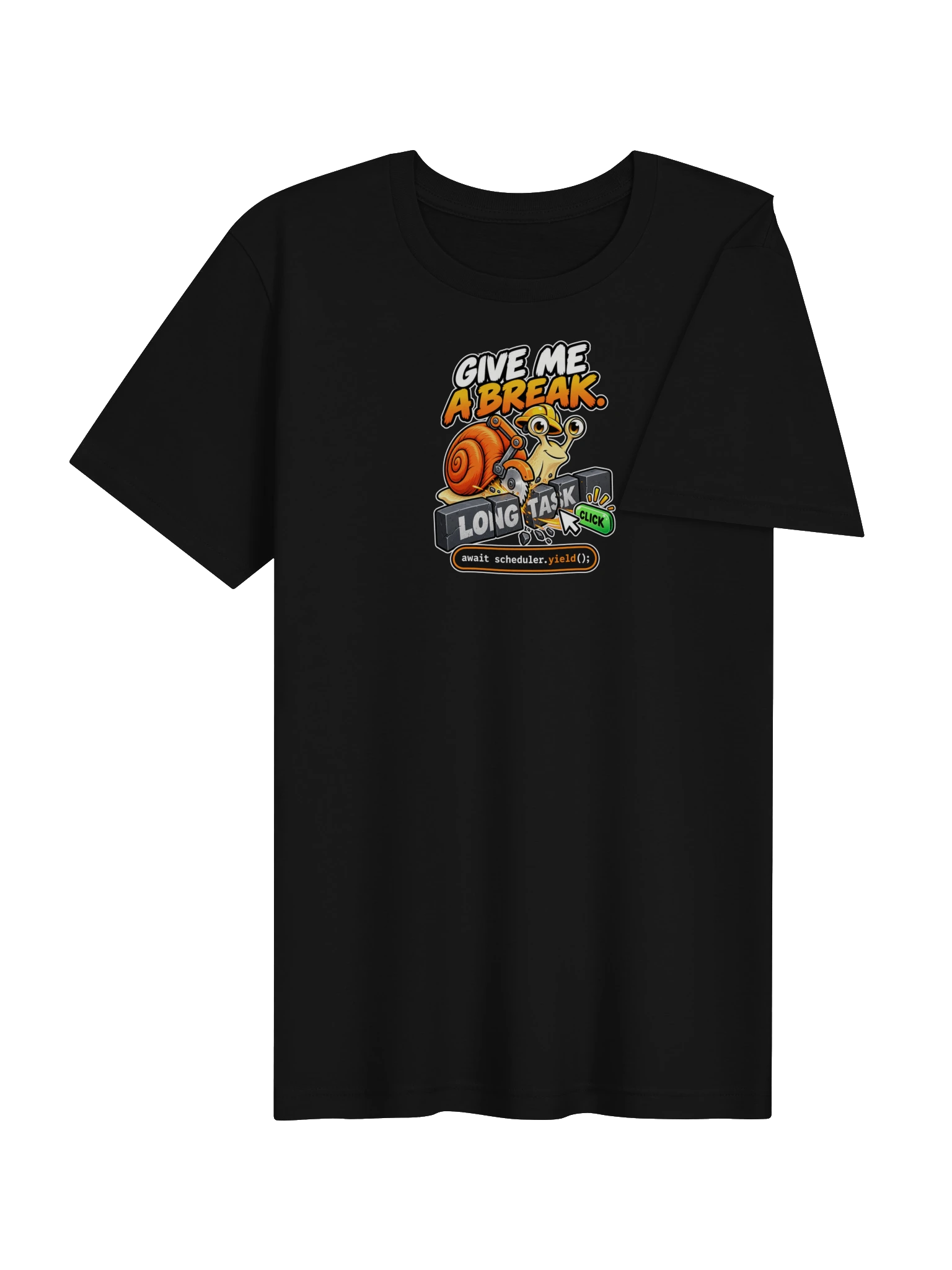 UNSNAIL // Give Me a Break T-Shirt — black t-shirt, angled view