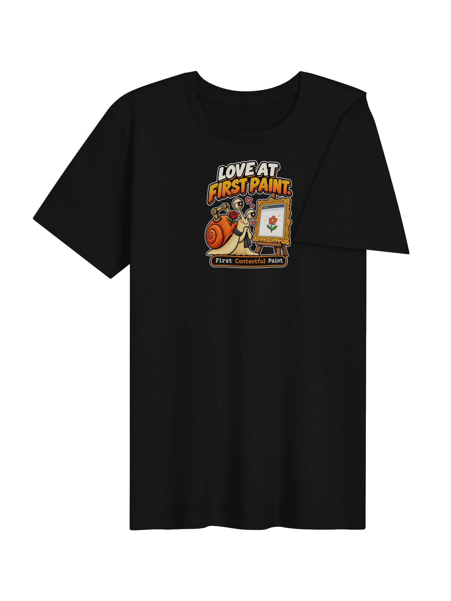 UNSNAIL // Love at First Paint T-Shirt — black t-shirt, angled view