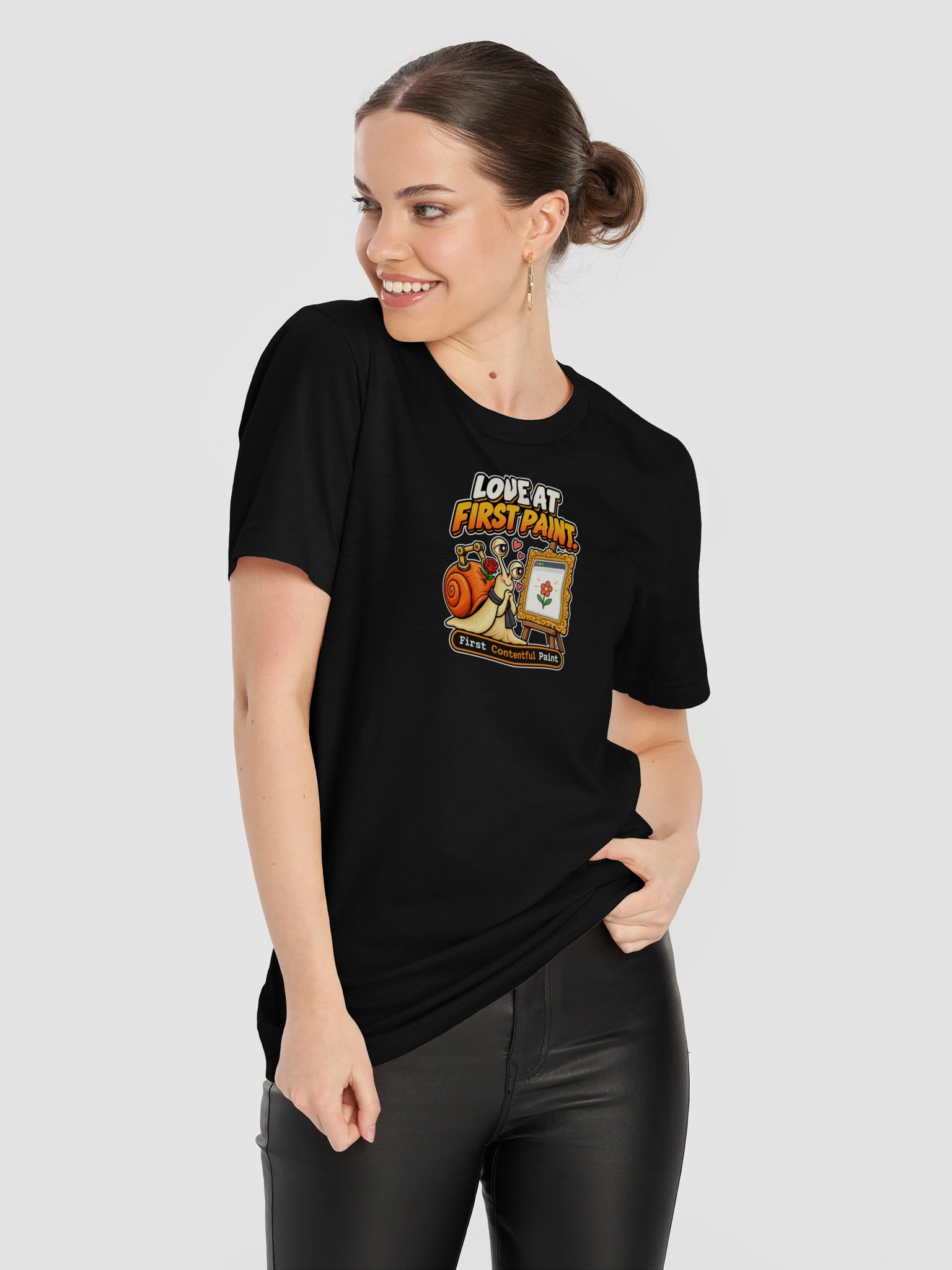 UNSNAIL // Love at First Paint T-Shirt — black t-shirt, worn view
