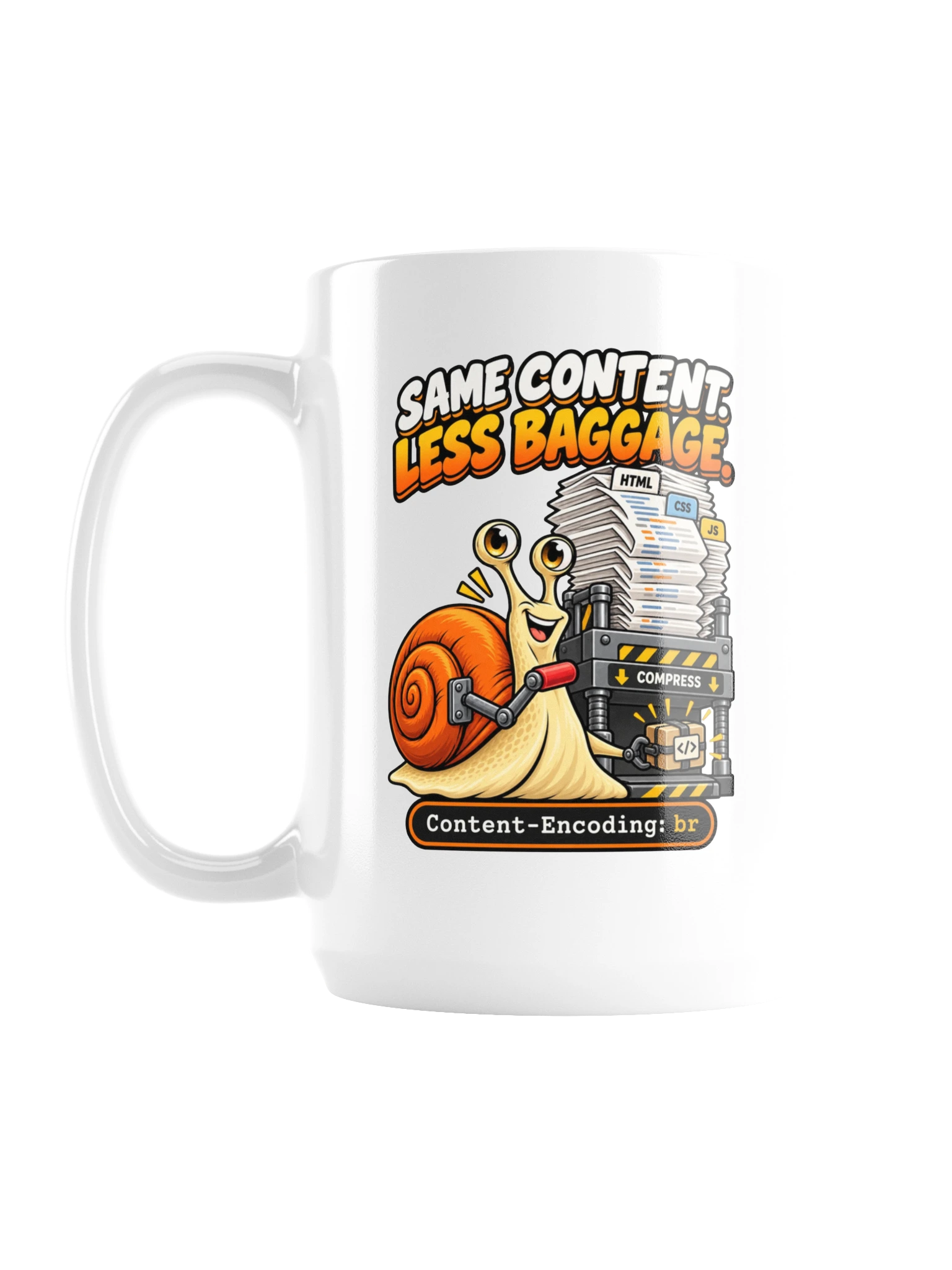 UNSNAIL // Same Content, Less Baggage Mug — white ceramic mug, medium view