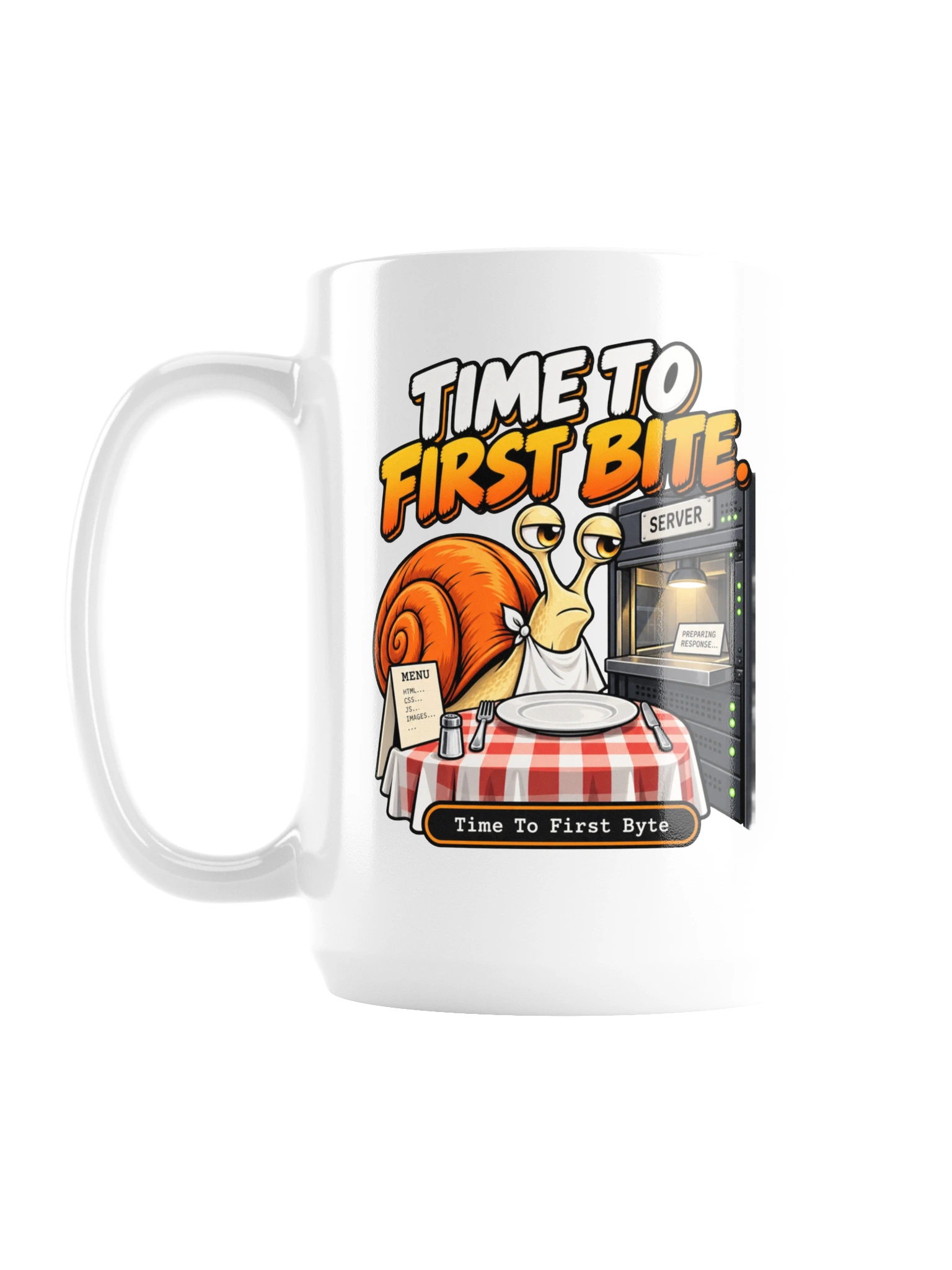 UNSNAIL // Time to First Bite Mug — white ceramic mug, medium view